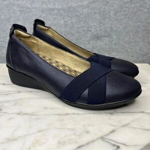 Revere Women’s Wedge Loafers Navy Blue Leather Seoul